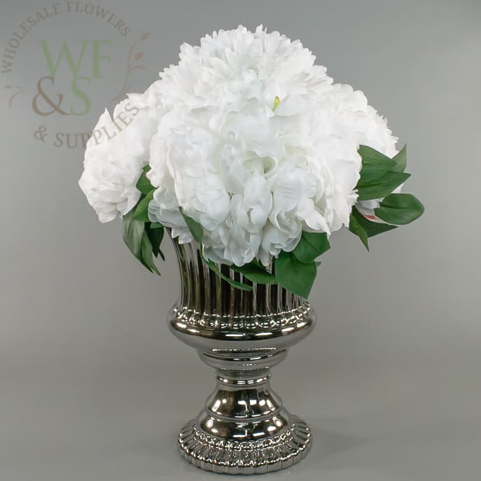 Silver Ceramic  Container 9" Tall