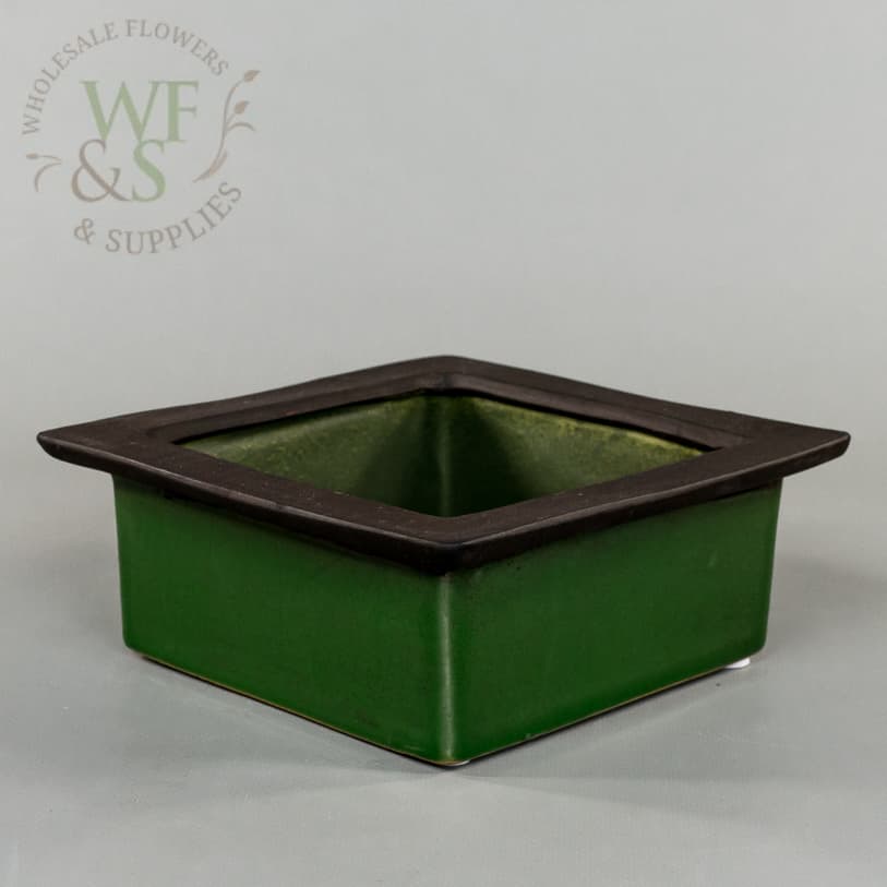 Green and Brown Square Stacking Ceramic Containers Large
