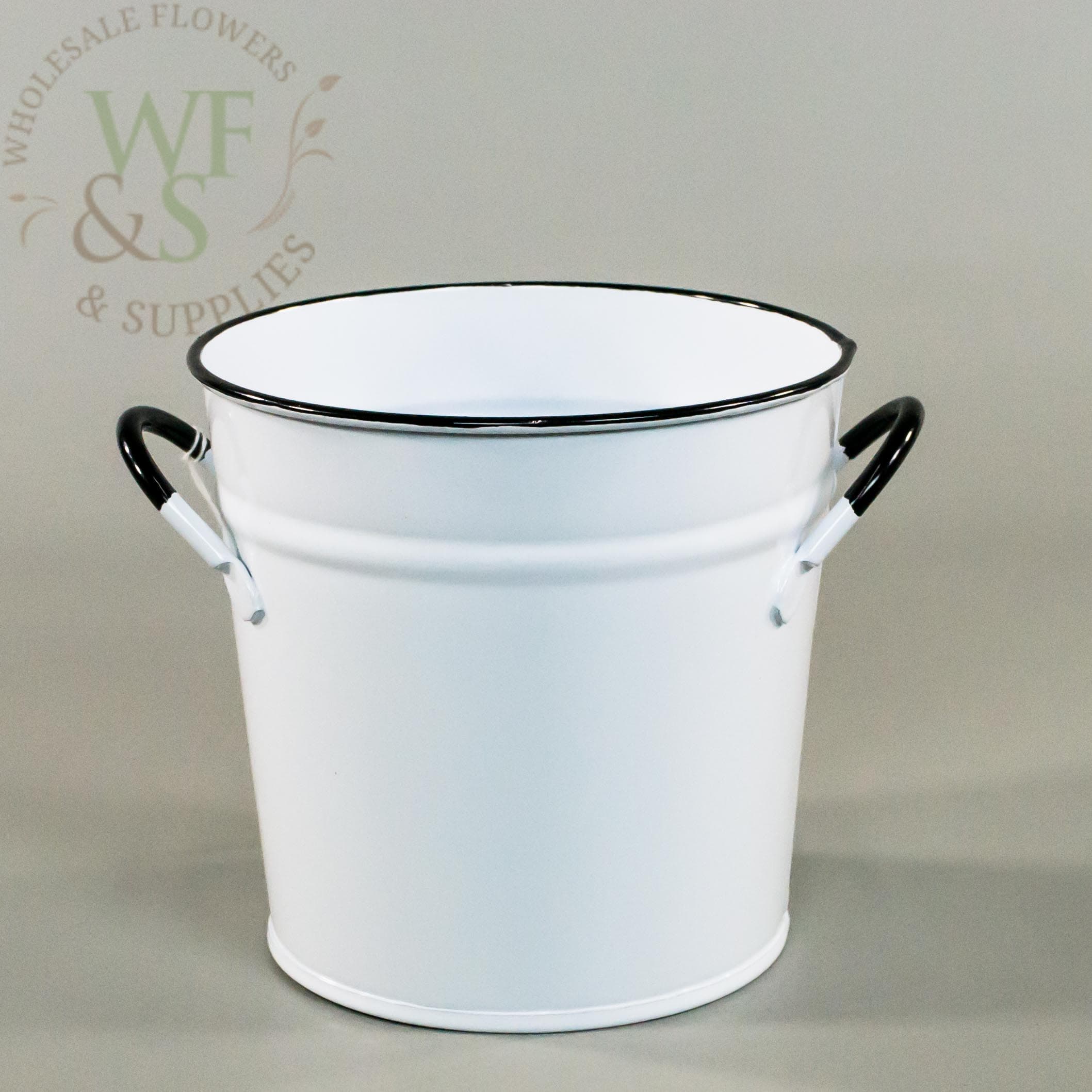 5" White Enamel Bucket