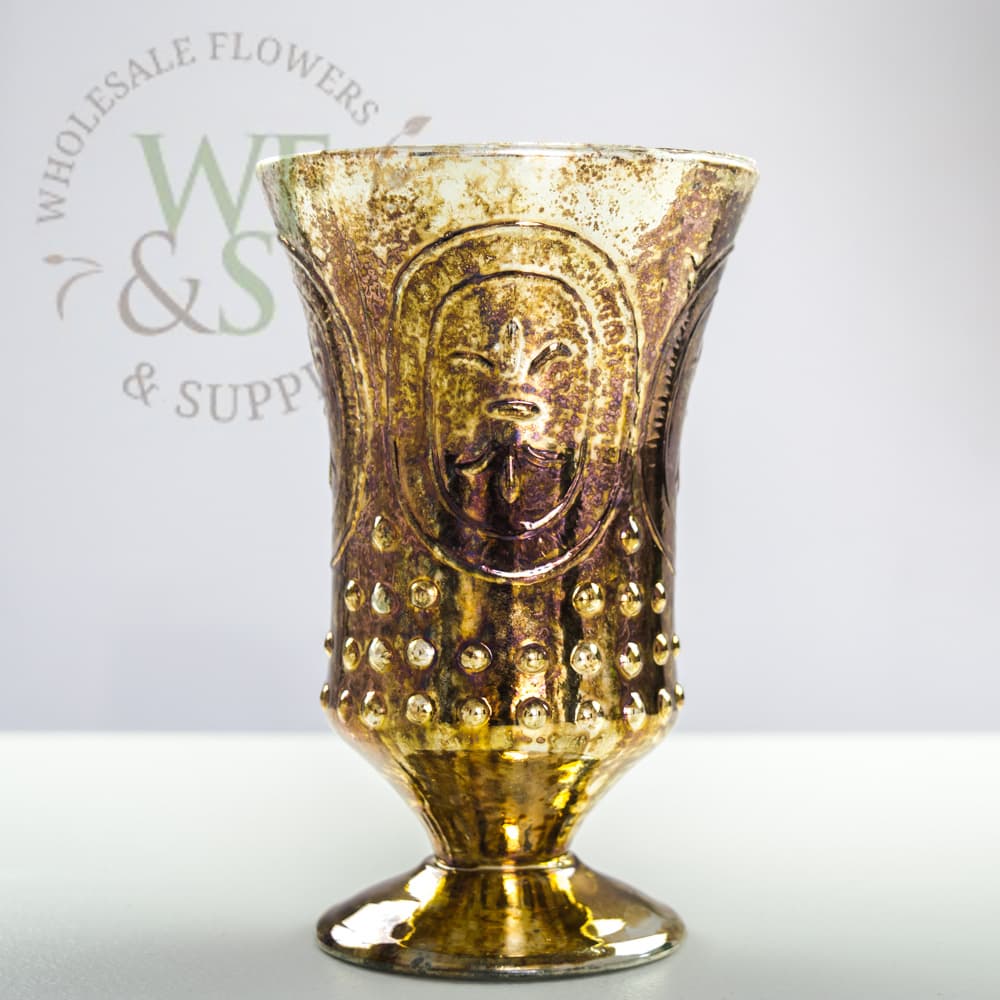 Mercury Glass  fleur de lis Pedestal Candle Holder