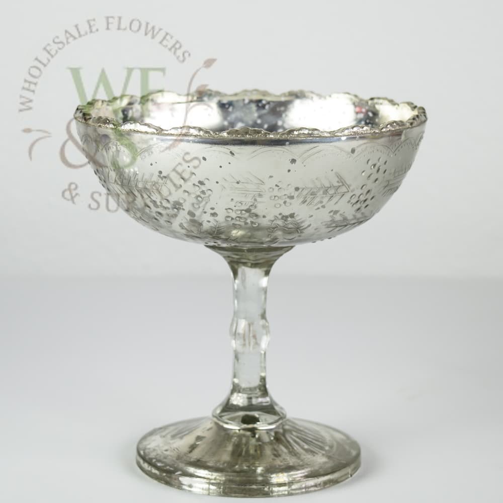 Silver Glass Pedestal Centerpiece Bowl 6"