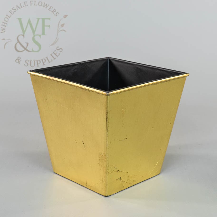 6.5" Gold Tapered Square Plastic Pot