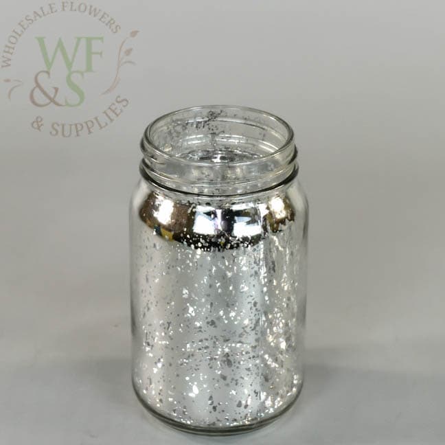Silver Mercury Glass Jar Candle Holder 