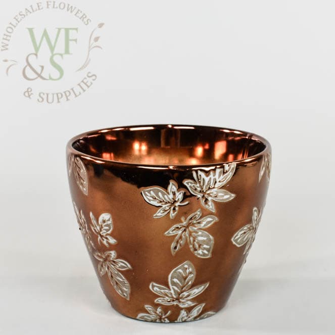 Glazed Round Ceramic Pot in Copper Color