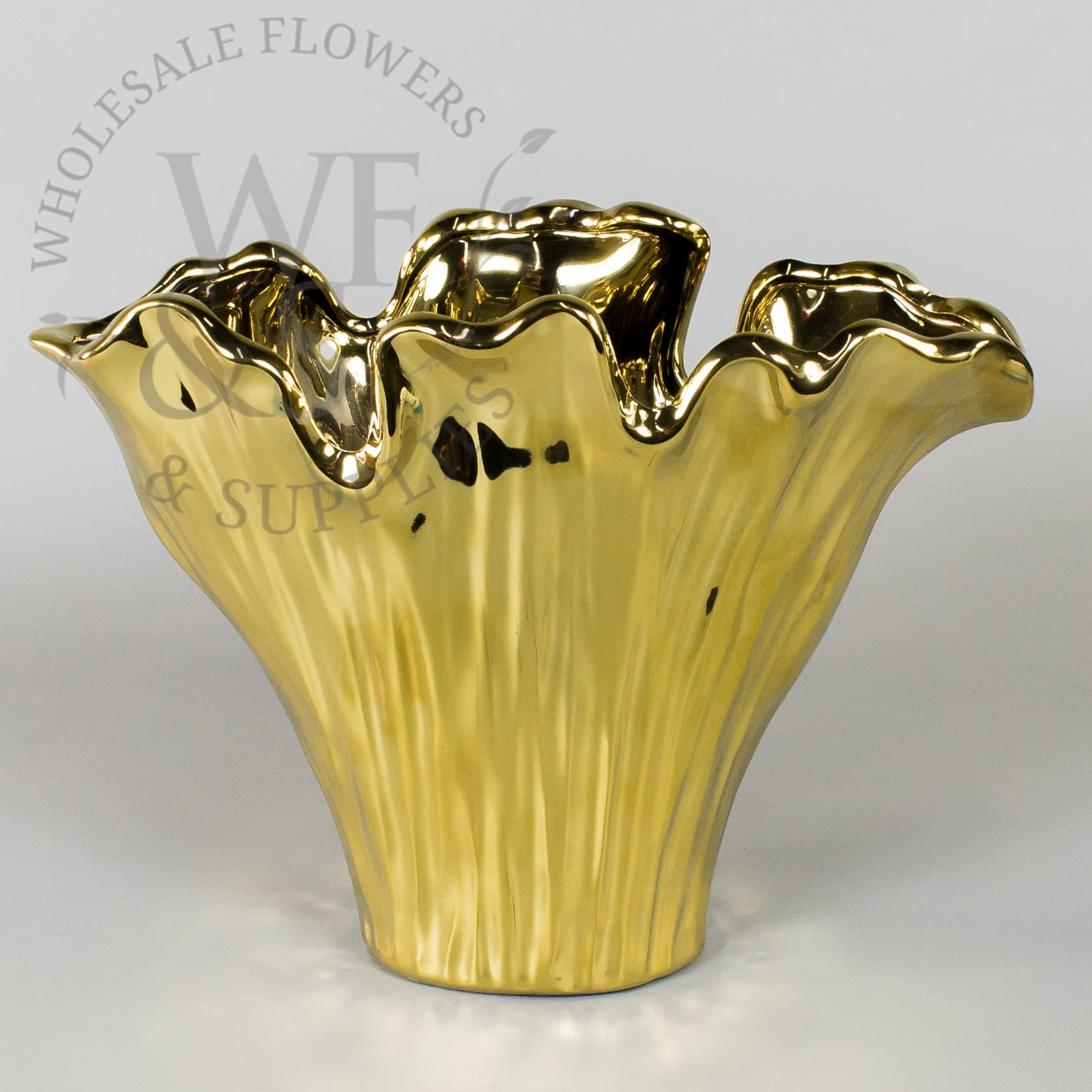 Wavy Gold Ceramic Vase Container