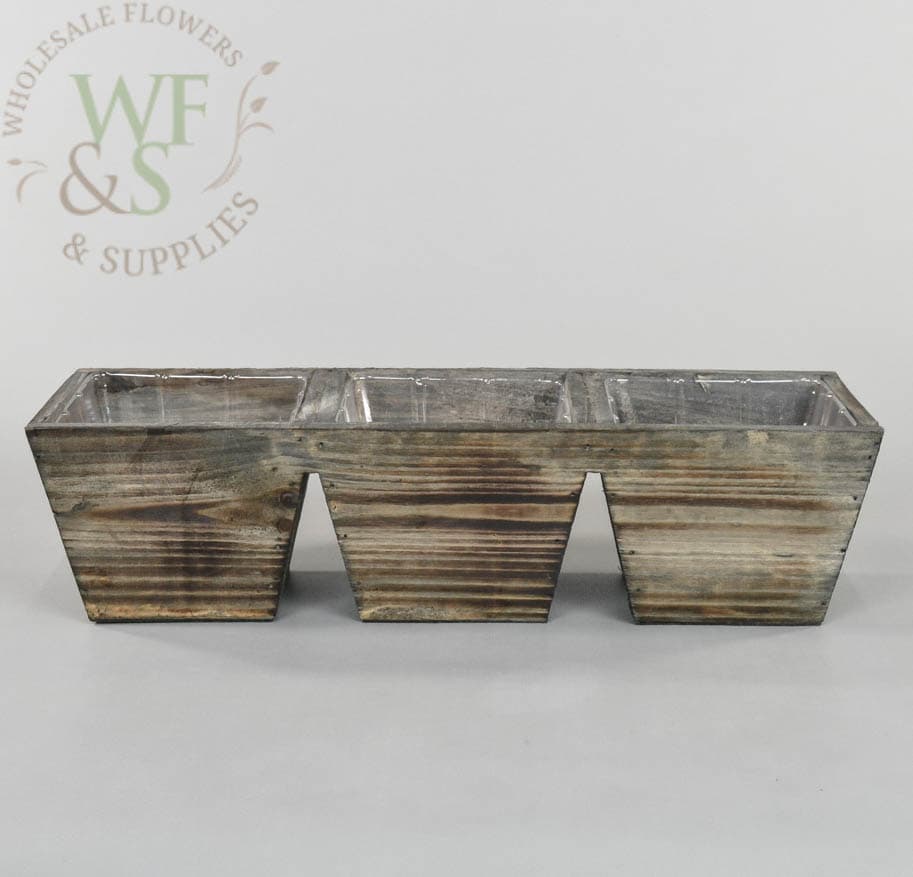 3 Compartment Wooden Planter