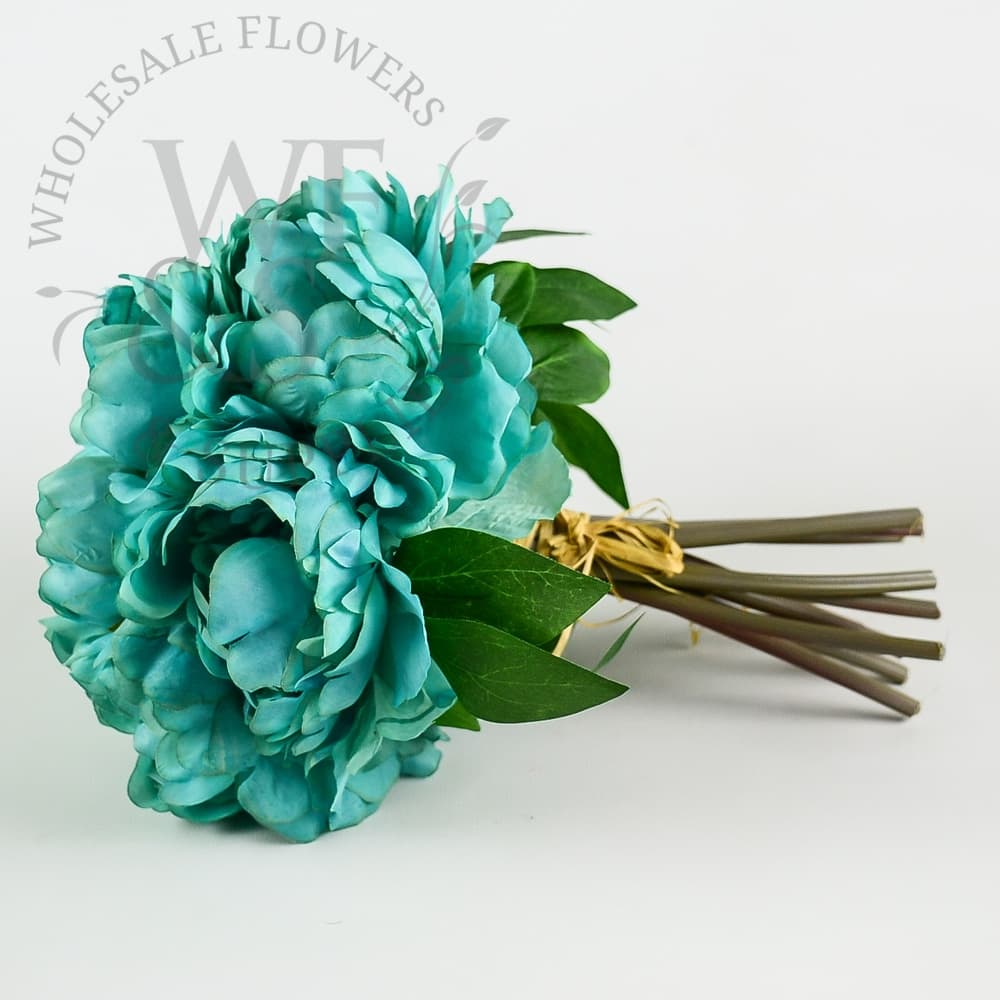 11 inches Synthetic Peony Bouquet Turquoise
