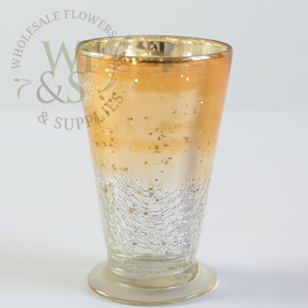 Silver Gold Mercury Glass Candle Holder  Crackle Effect