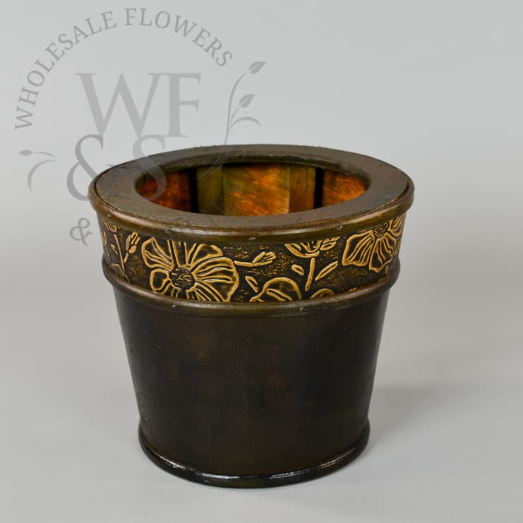 5.2" Tall  Wooden Round Brown Container
