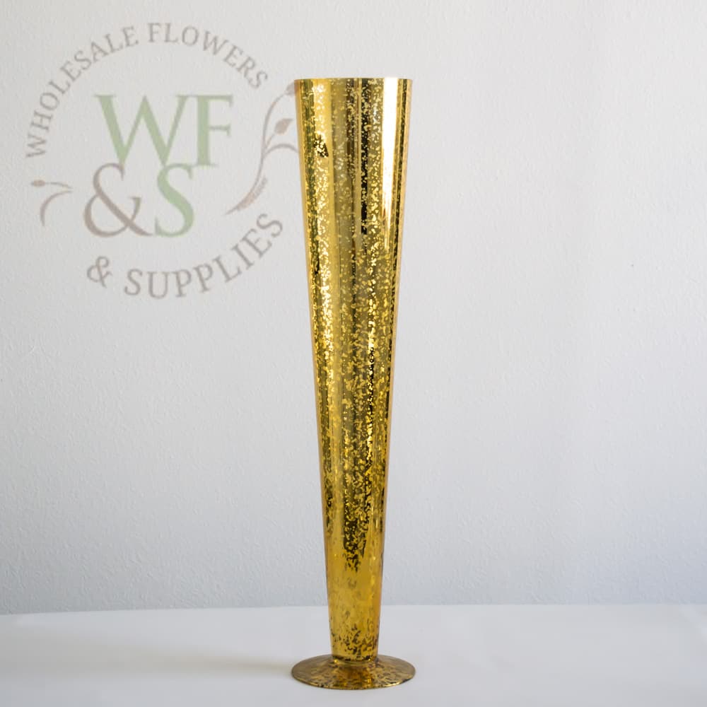 Gold Mercury Glass Pilsner Vase 32" 