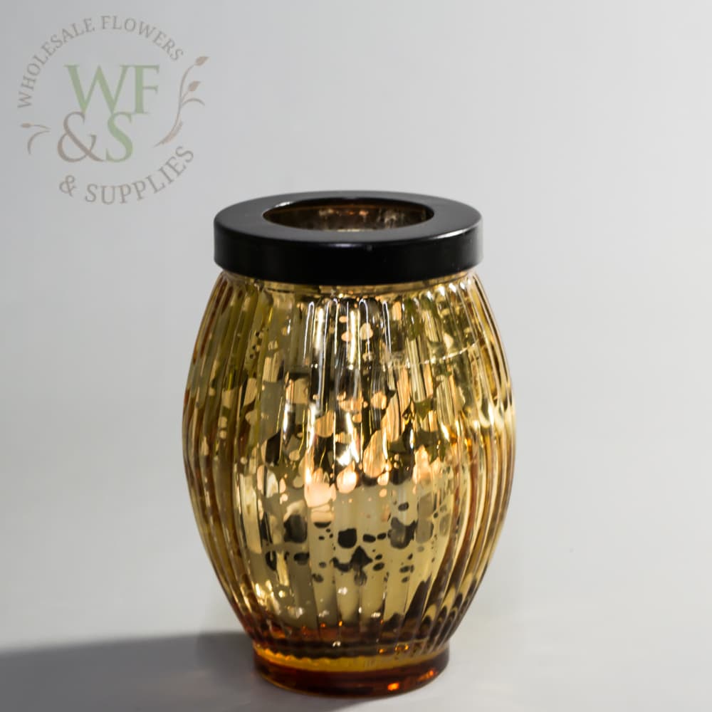 Gold Mercury Glass  Jar Candle Holder