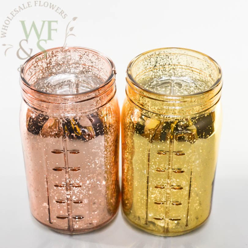 Gold and Rose Gold/Copper Mercury Glass Mason Jars 
