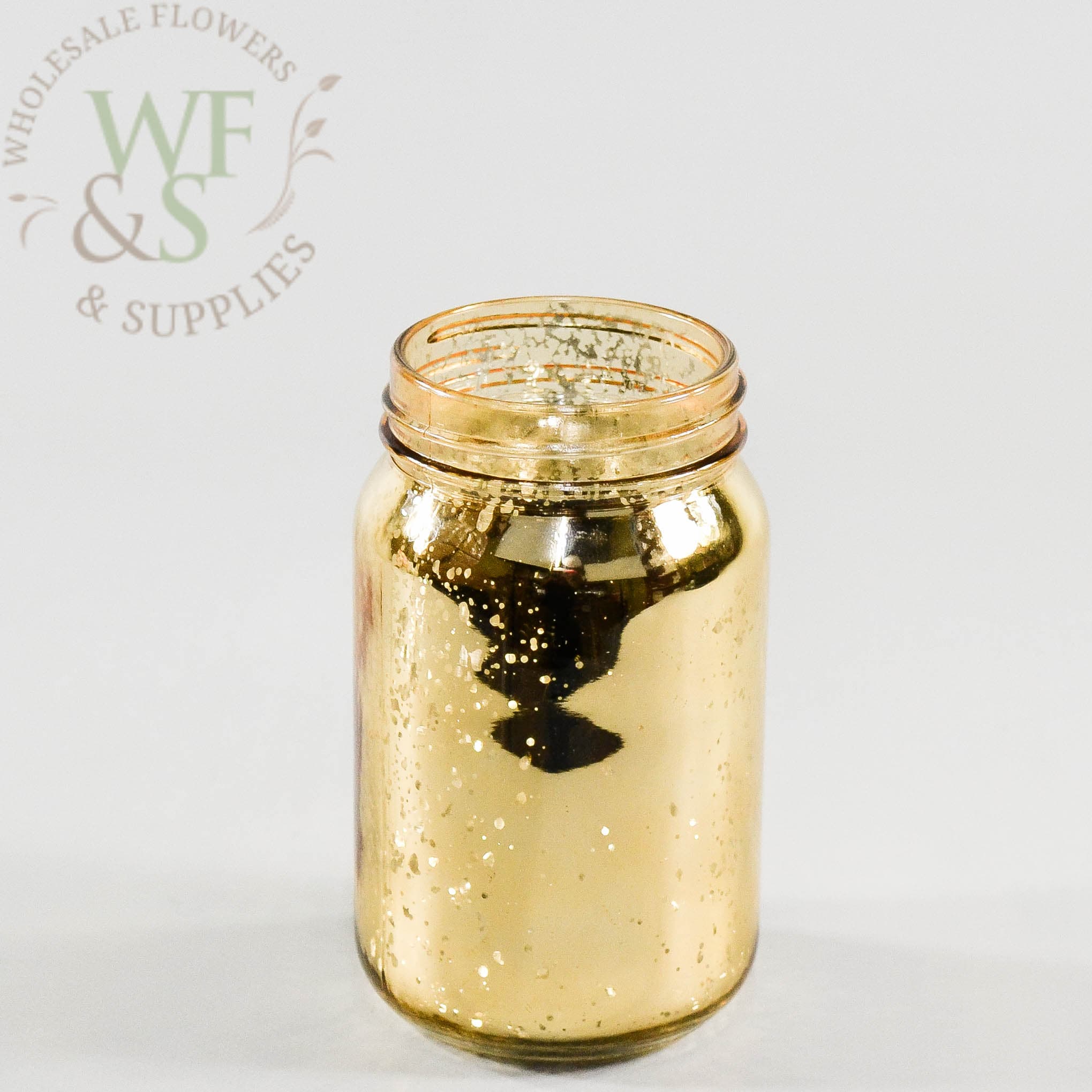 Gold Mercury Glass Jar Candle Holder 