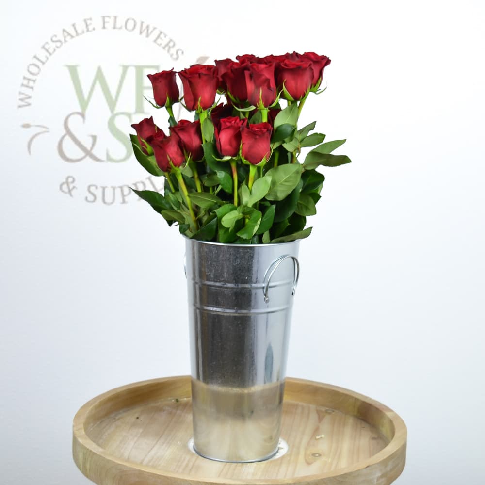 13" Galvanized Metal French Flower Buckets