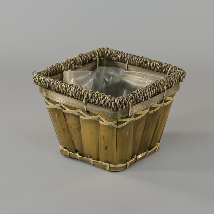 Square Small Bamboo Basket/Container 4.5" Tall