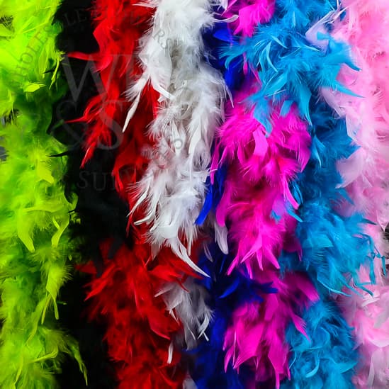Feather Boa in Hot Pink,Pink,Black,White,Red,Turqoise, Lime and Dark Blue
