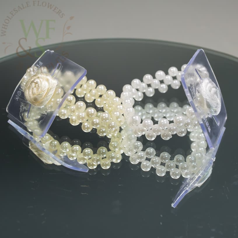 Special Day Flower Bracelet White and Champagne 4 per Pack 