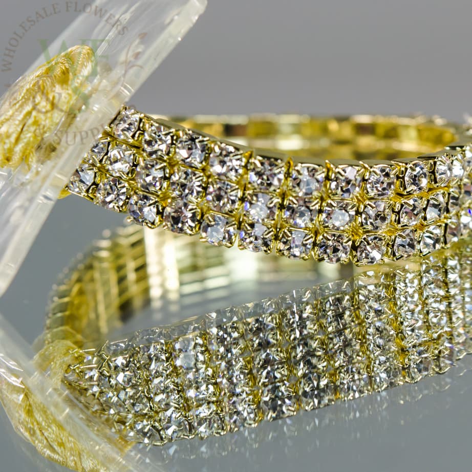 Princess 3row Rhinestone flower Bracelet 2 per pack