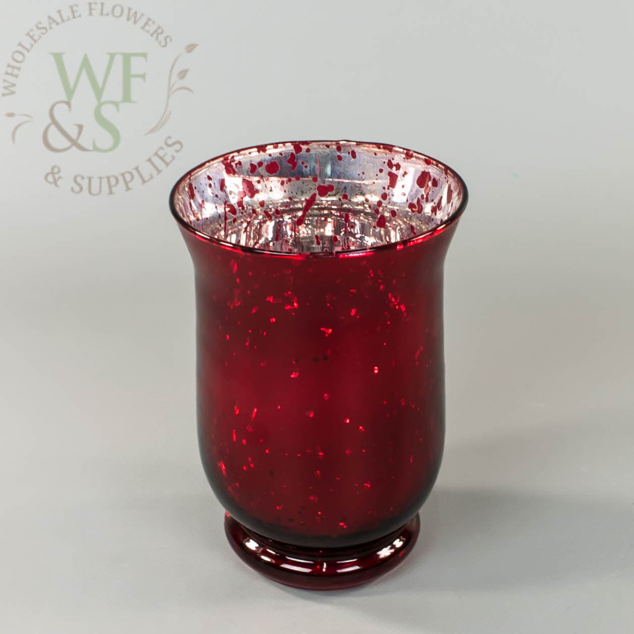 Mercury Glass Candle Holder  Vase in Red Discontinued