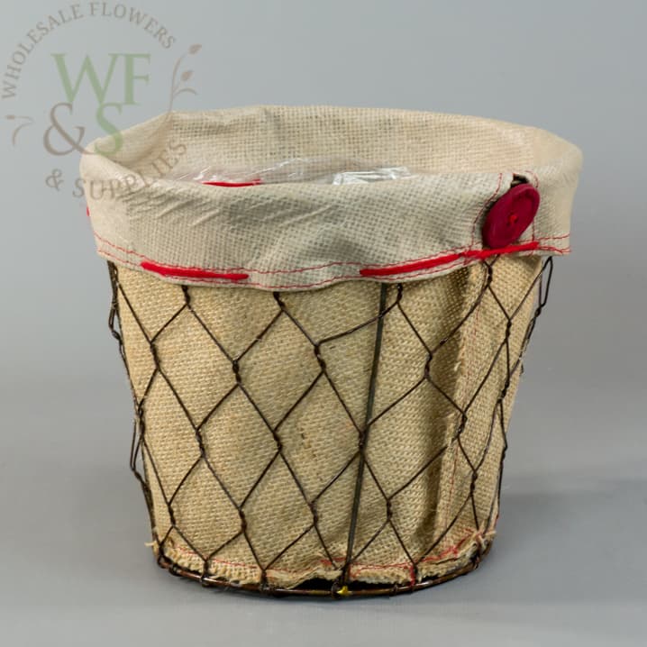 6" 'Country Farm' Burlap Netted Basket