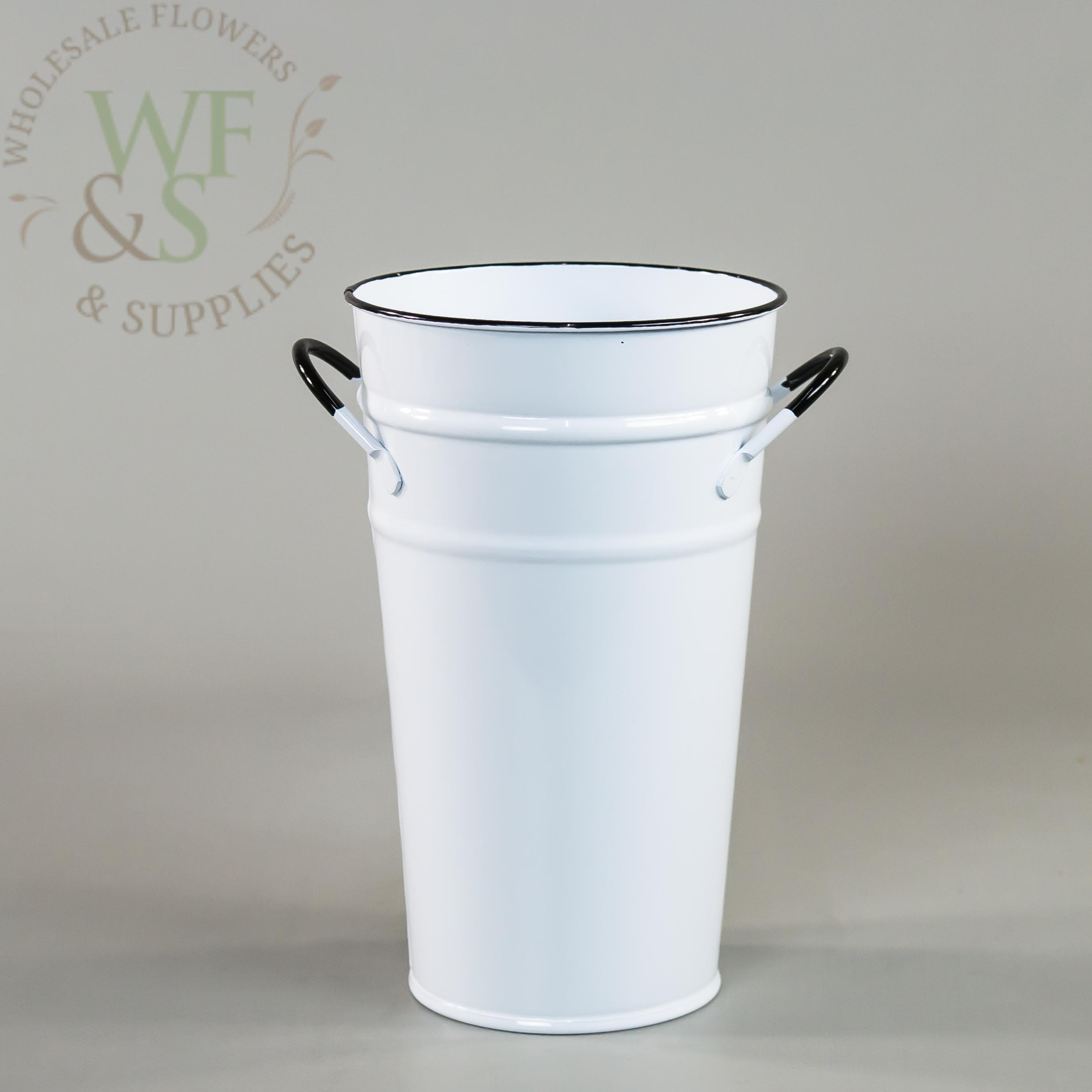 7" White Enamel French Bucket