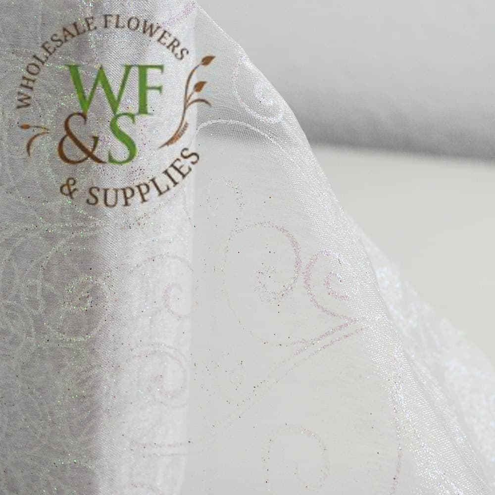 Organza Iridescent White Ribbon 6 inches 10 Yards