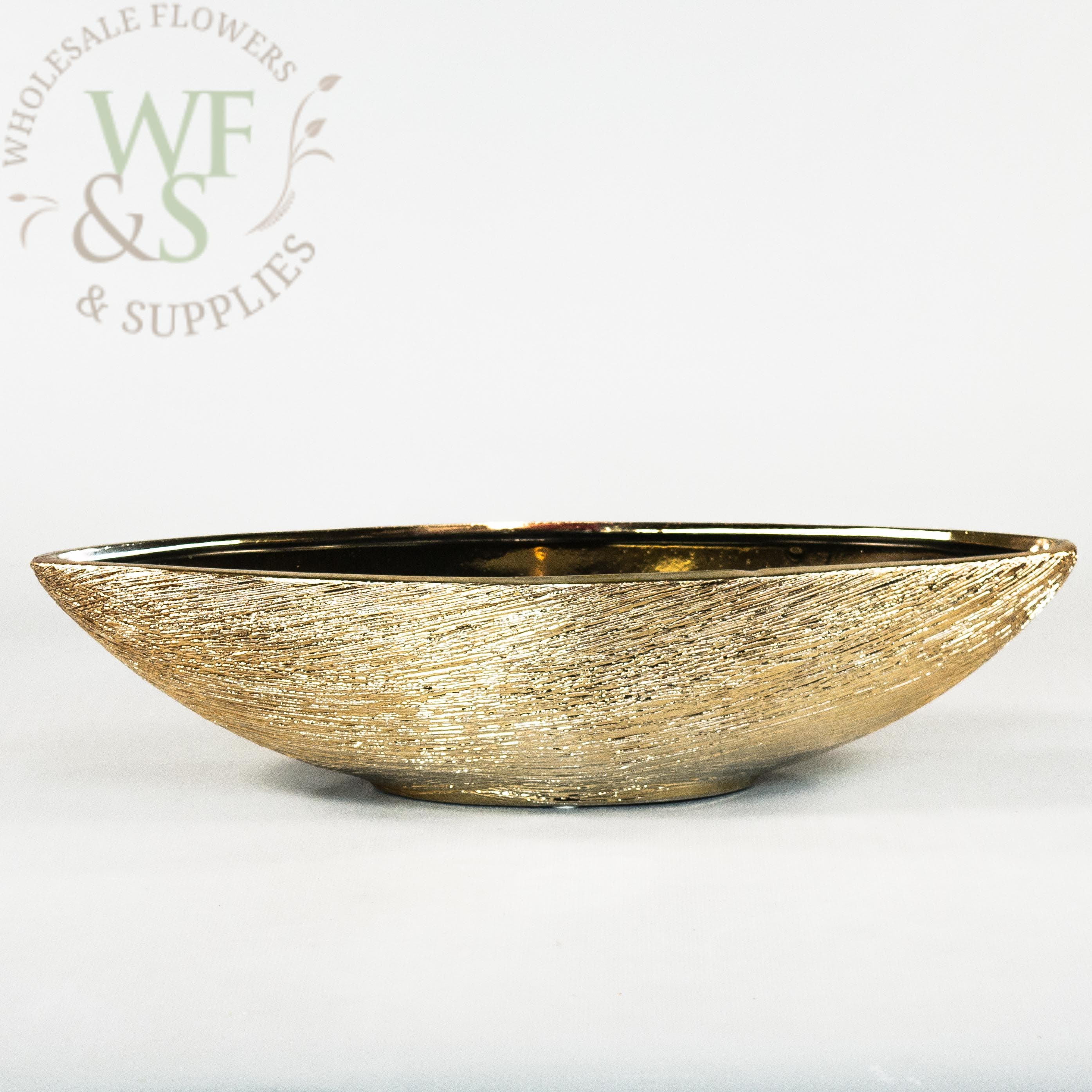 14" Gold Ceramic Boat  Vase