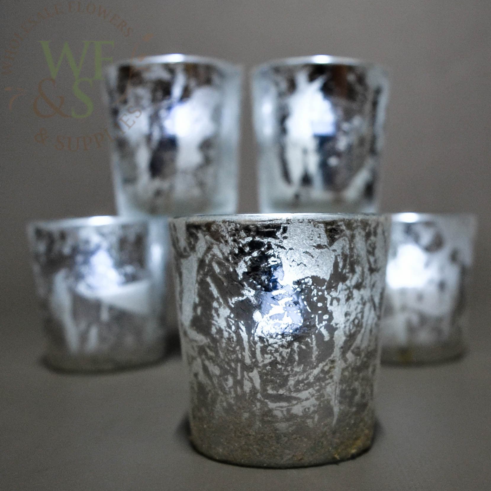 Frosted Silver Tapered Votive Candle Holder 6 Pack