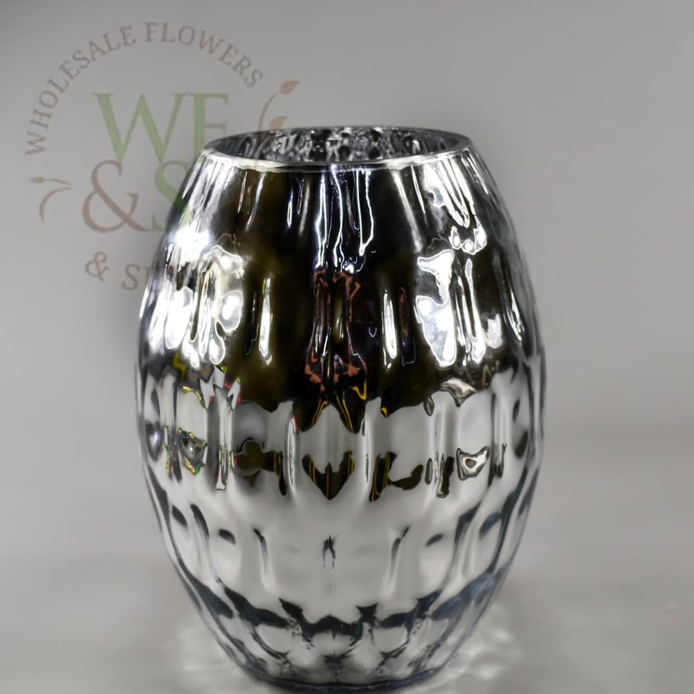 Silver Mirrored Oblong Vase 8"
