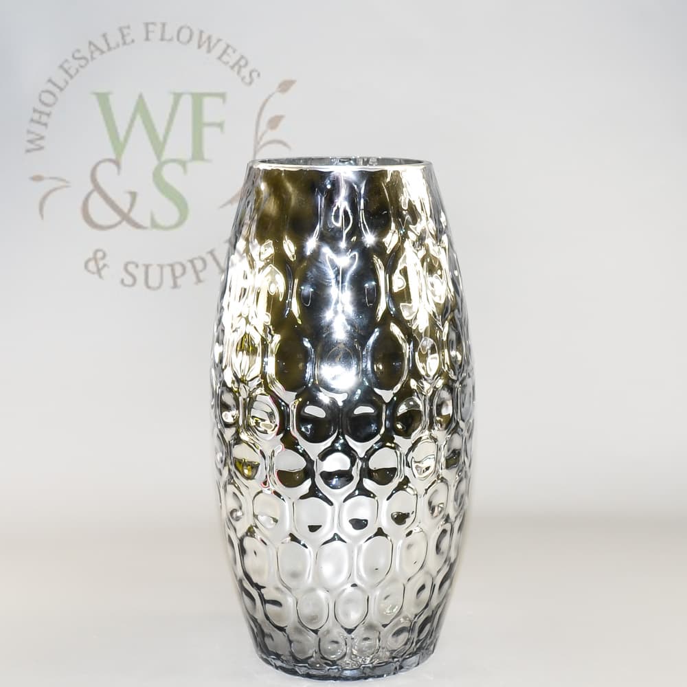 Silver Mirrored Oblong Vase 12"