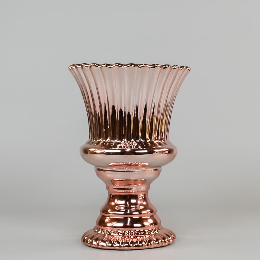 Rose Gold Ceramic Flower Pot Vase Container  7.5"