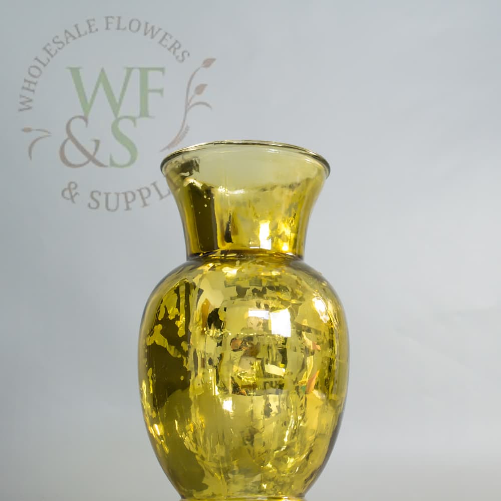 Mercury Metallic Gold Classic Glass Urn  9" DISC by Vendor