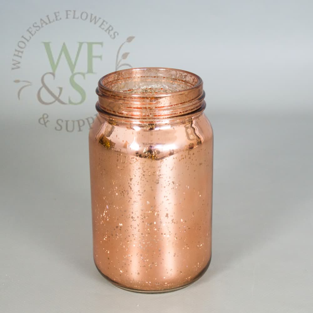 Rose Gold Mercury Glass Jar Candle Holder 