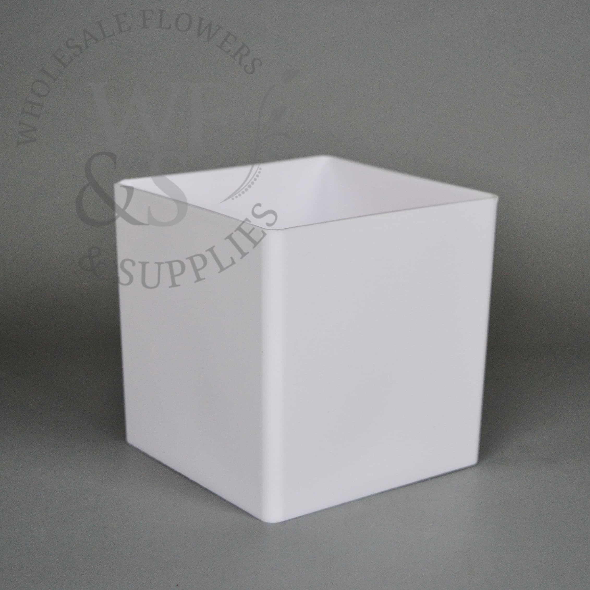 5" White Plastic Cube Vase