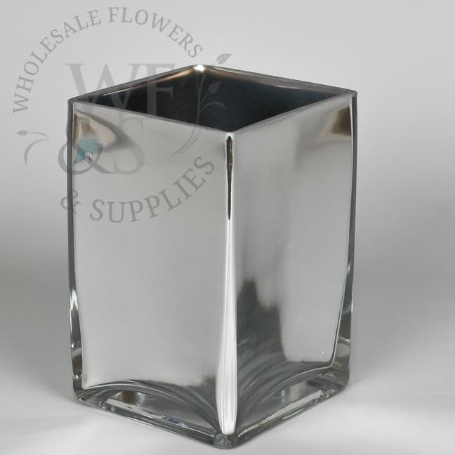 Mirrored Glass Square Vase 6x4x4