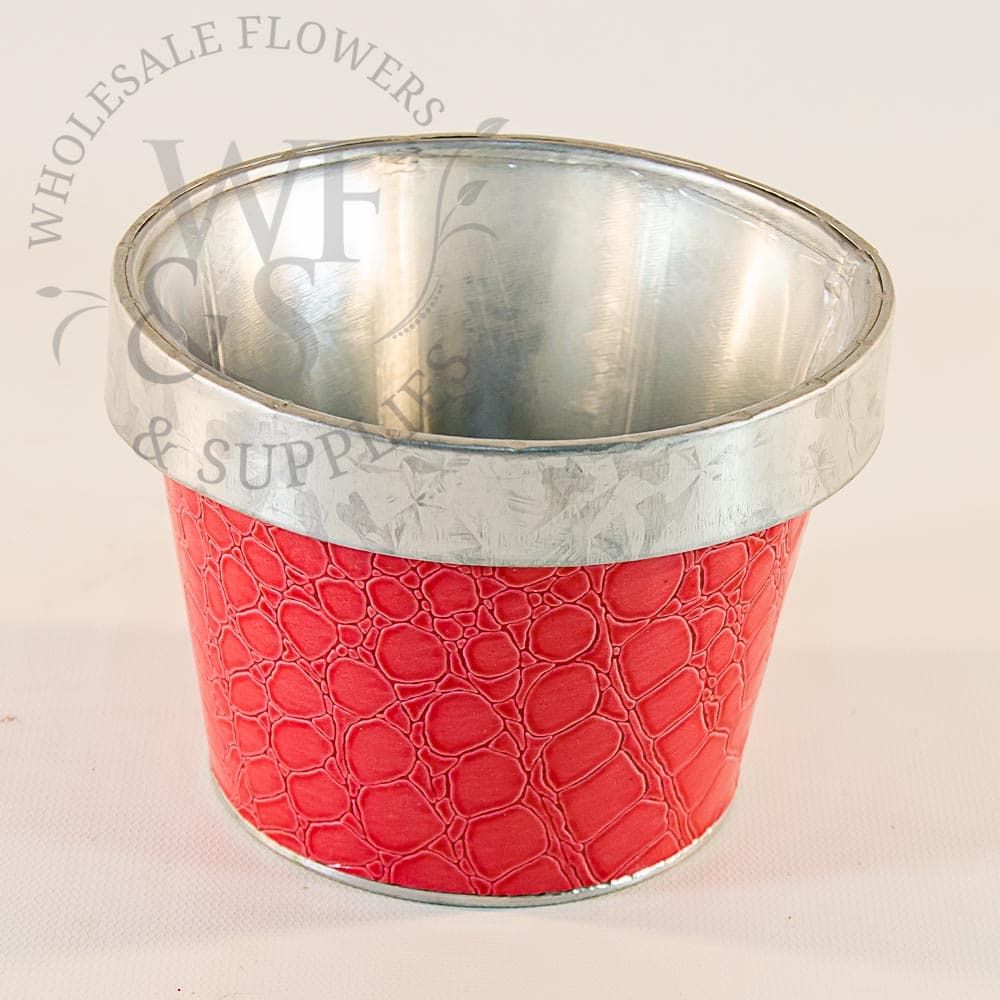 4" Faux Alligator Leather Container - Pink