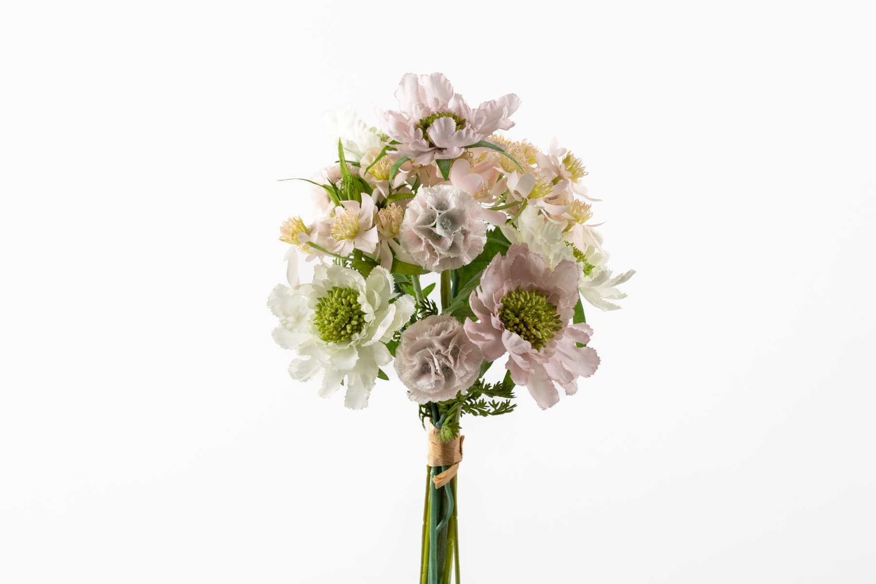 13" Pink Cream Scabiosa & Orlaya Lace Flower Bouquet