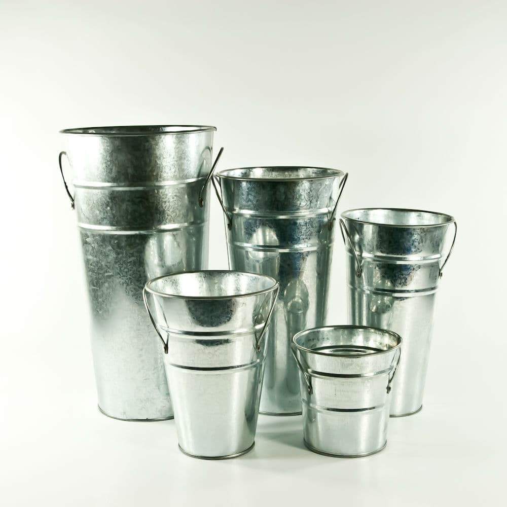 Galvanized Metal French Flower Bucket 24-inch tall