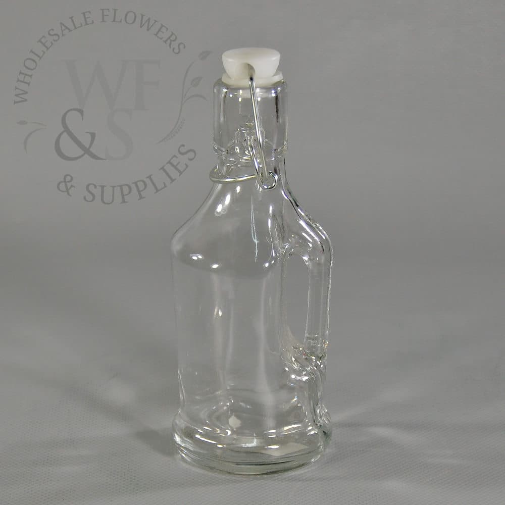 Glass Bottle with Hinged Cap Small 6¾" Tall
