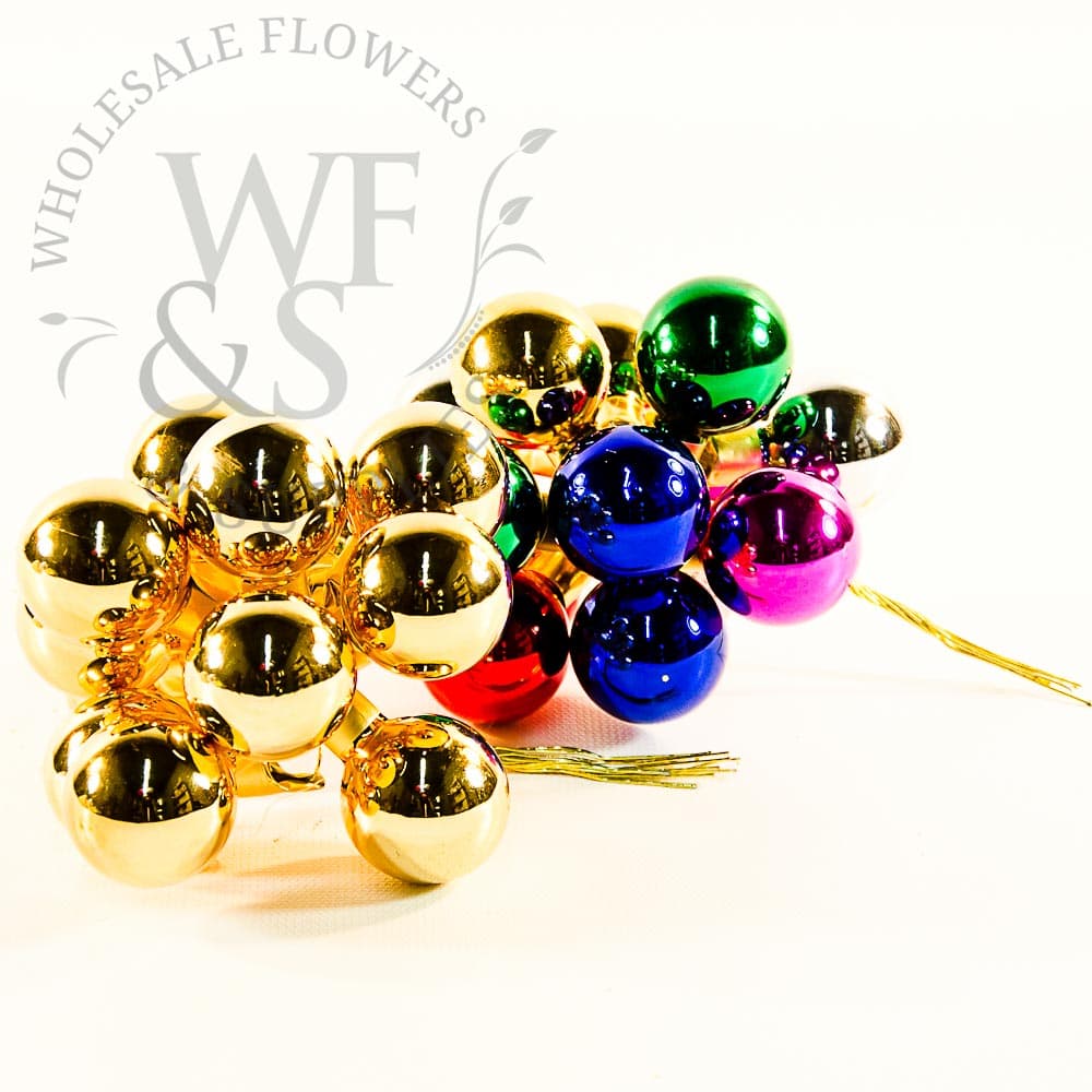 Glass balls on metal stems