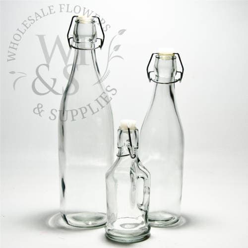 Glass Bottle with Hinged Cap Large  12½" Tall