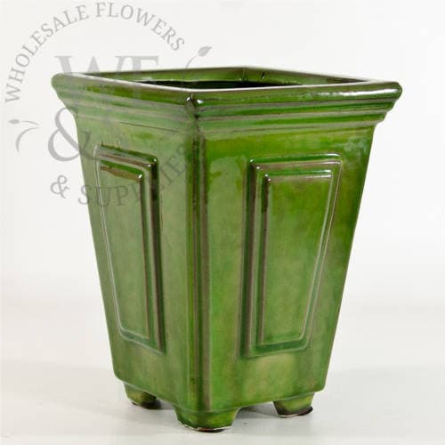 Green Tapered Square Planter