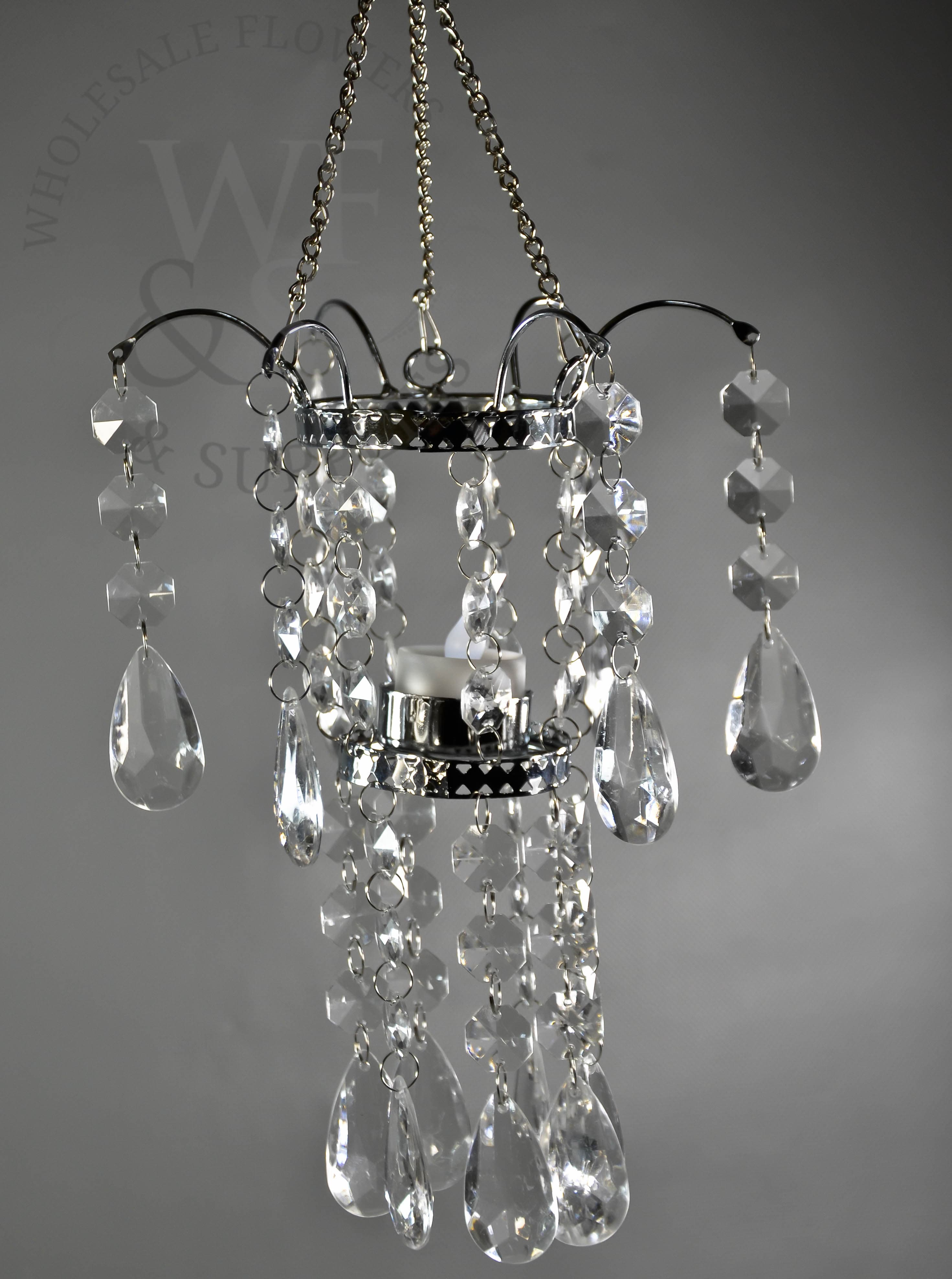 Hanging Candle Holder  With Acrylic Crystals