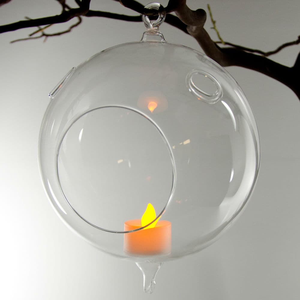 Hanging Glass Globe Votive Holder U8959: 9"