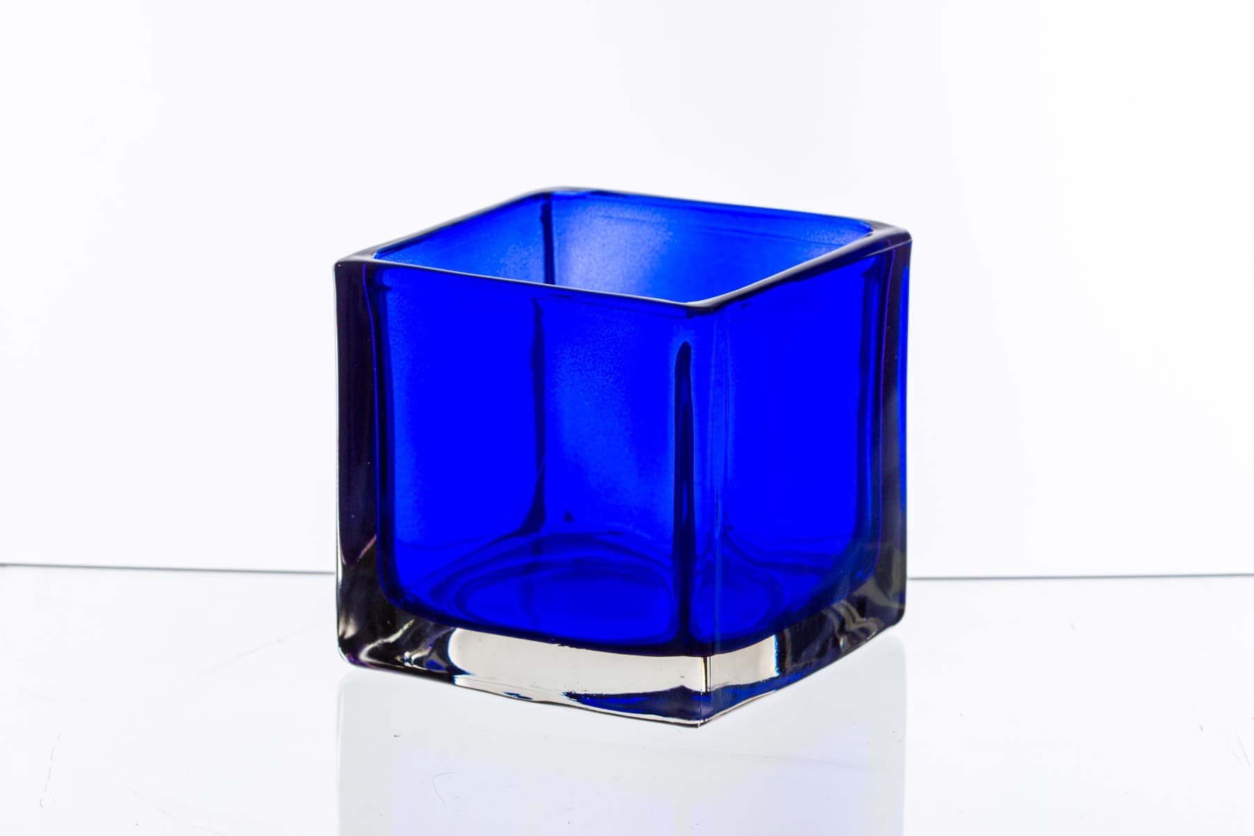 4" Cobalt Blue Cube Glass Vase