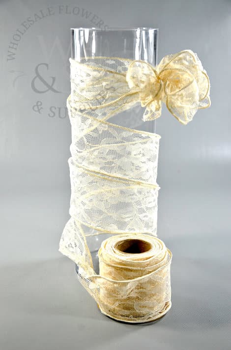 Ivory Lace Wired Ribbon