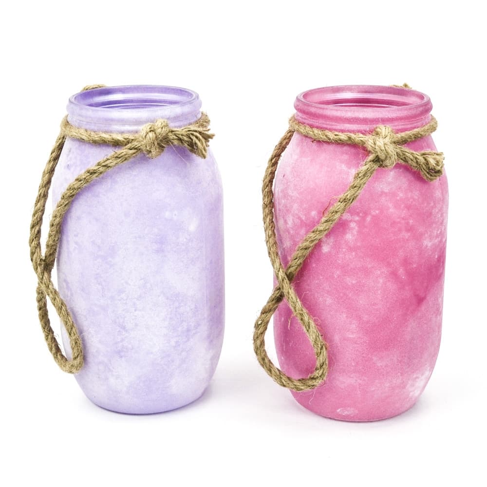 Tall Mason Jars with Burlap Handle - Set of 2