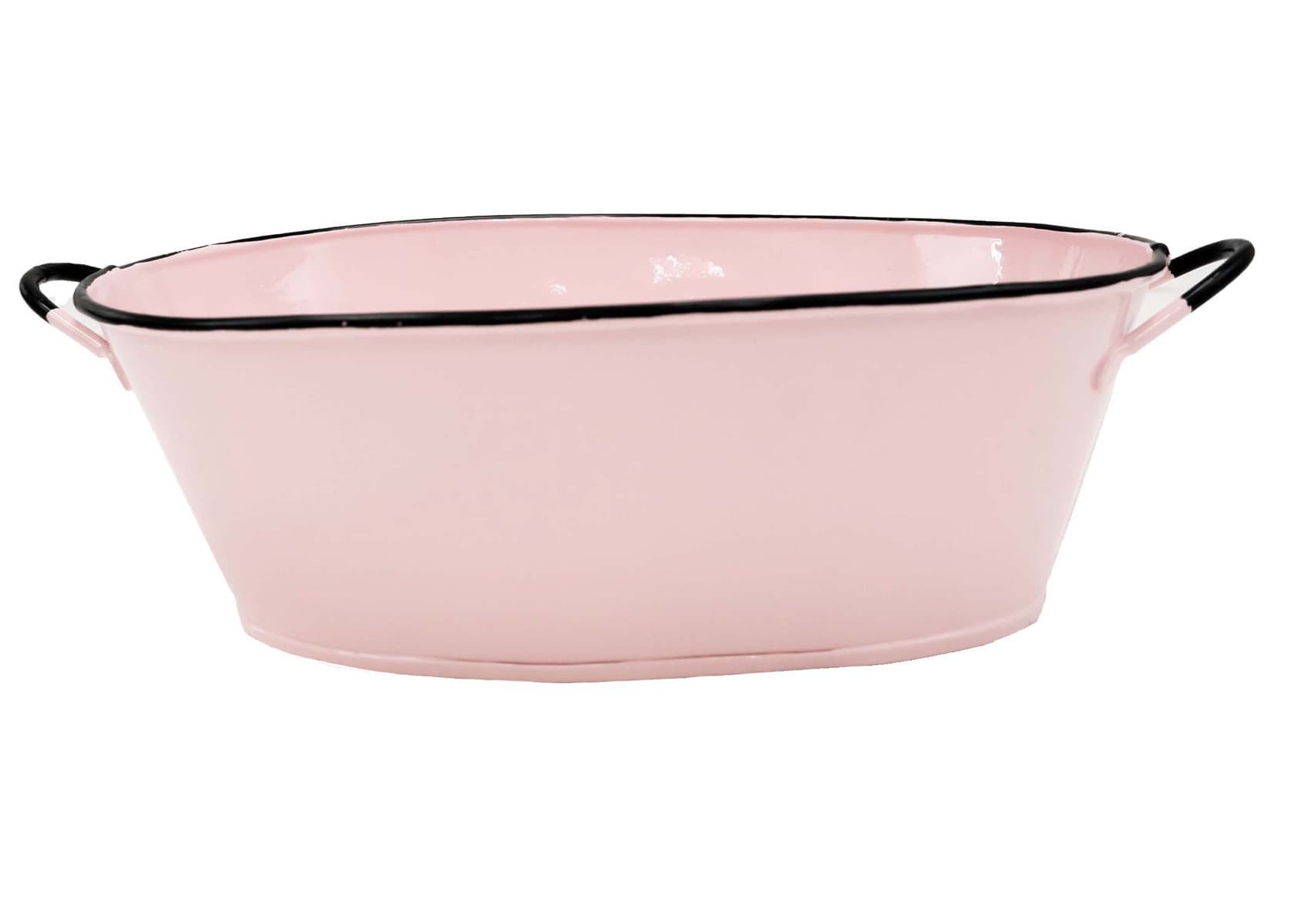 Oval Pink Container With Holders Enamel Look