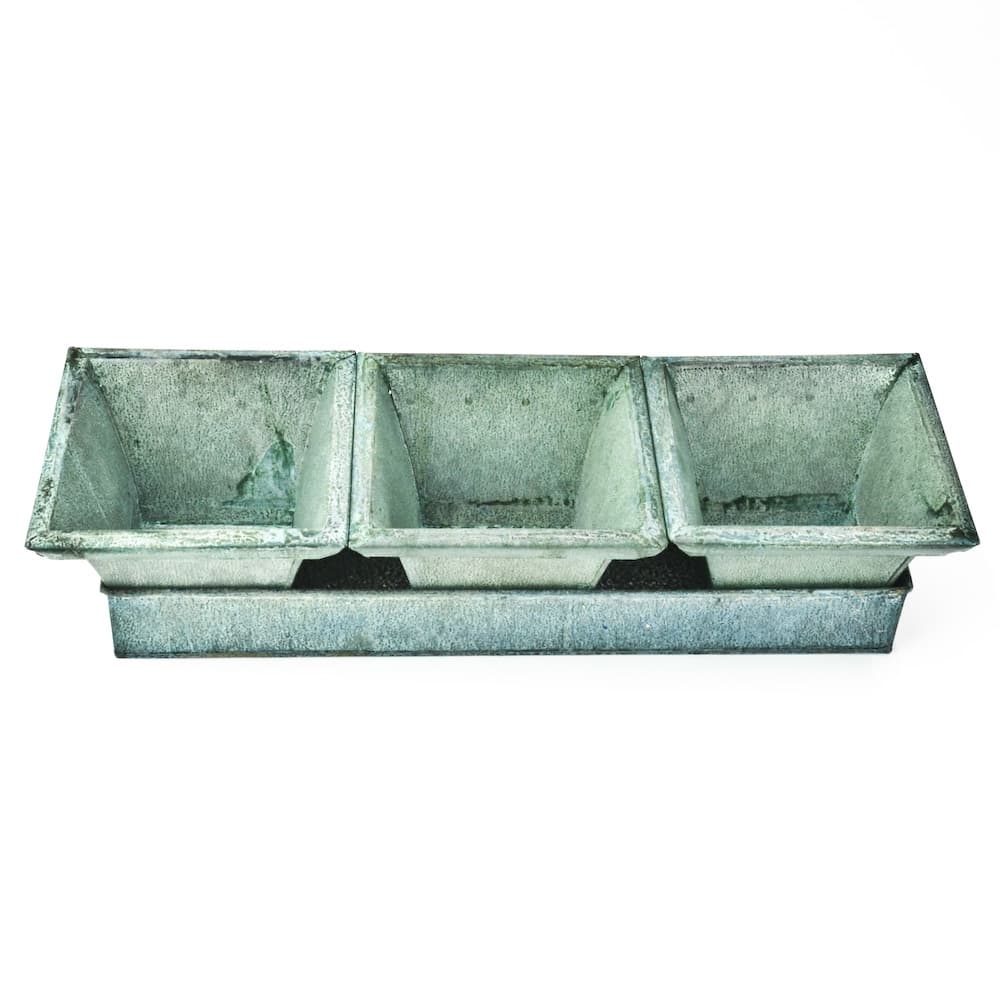 Green Copper Metal Planter Set