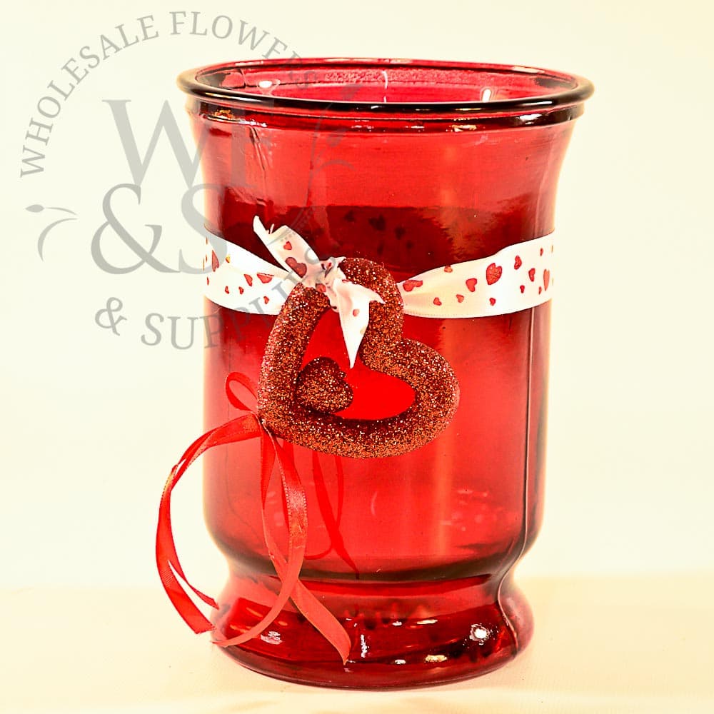 Lovely heart red glass vase